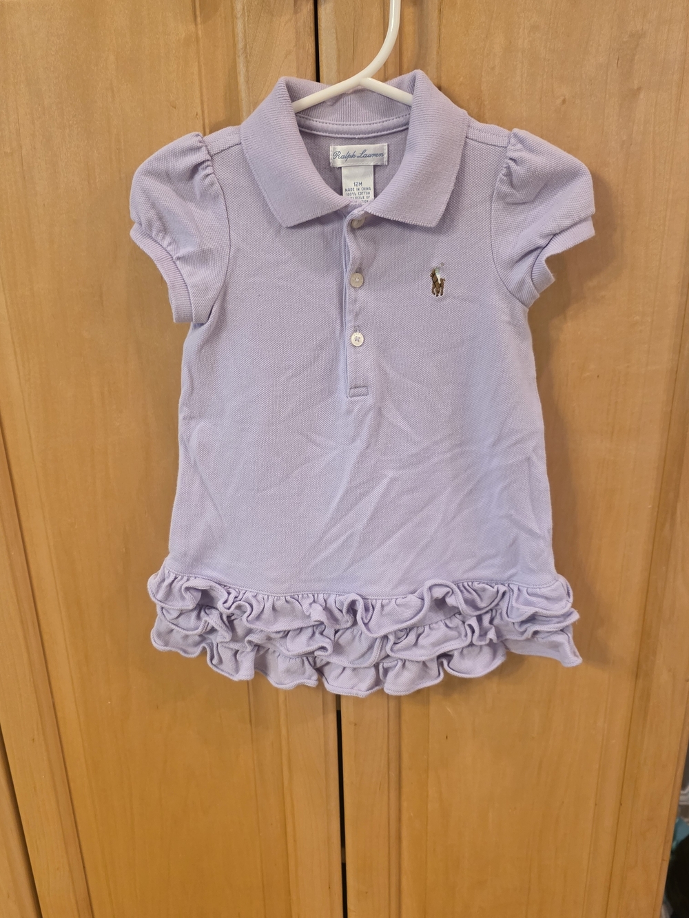 Polo by Ralph Lauren Lilac Ruffle-Hem Polo Dress